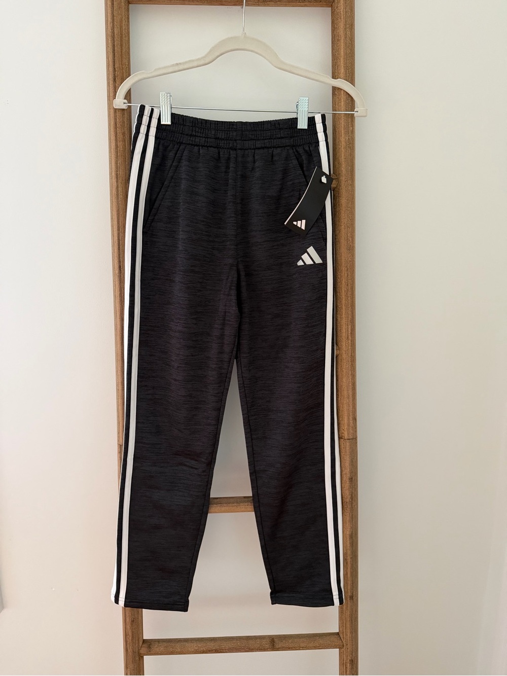adidas Black Kids Joggers with White Side Stripes